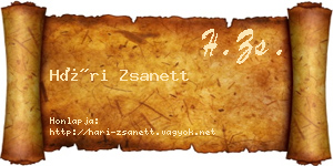 Hári Zsanett névjegykártya